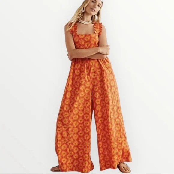 Free People Katya Wide Leg Bow Jumpsuit - Picture 2 of 8